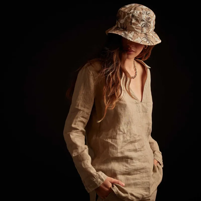 Open Collar Linen Shirt - Biscuit Pigment sold by James Perse