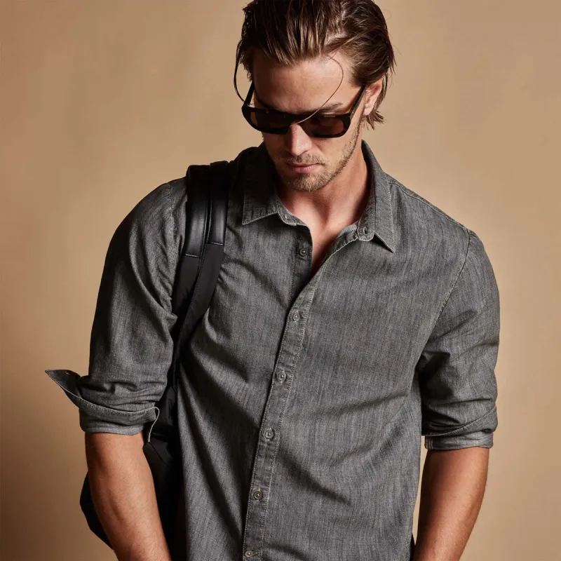 Lightweight Denim Shirt - Grey Denim sold by James Perse