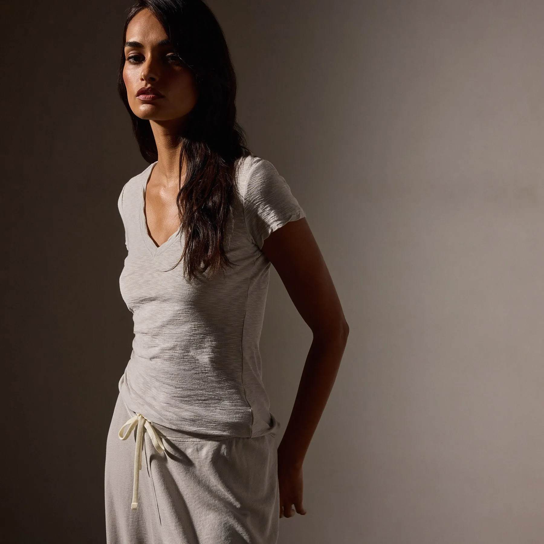 Sheer Slub Casual V Neck - Salt sold by James Perse product image thumbnail 2