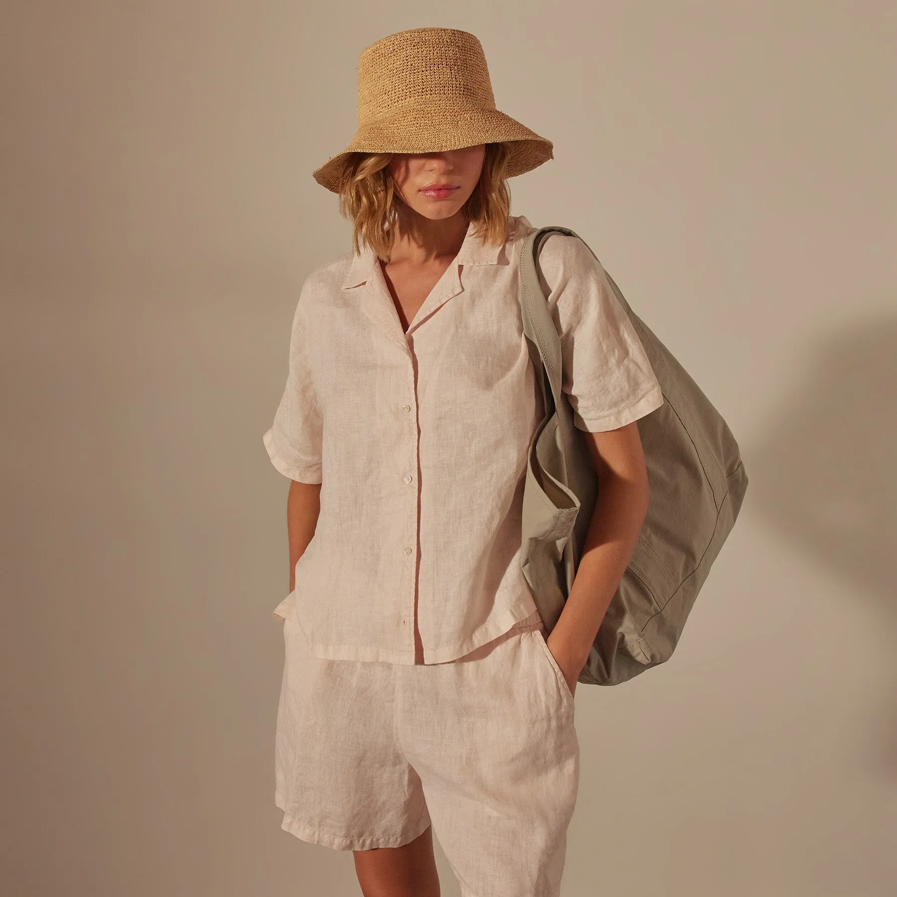 Lightweight Linen Boxy Shirt - Zephyr Pigment sold by James Perse