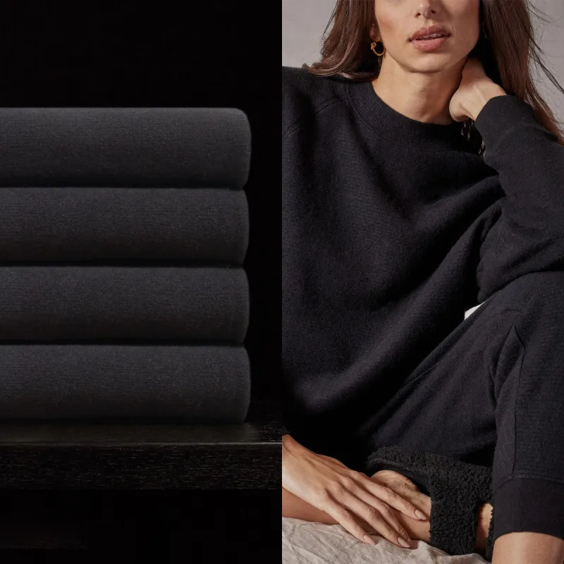 Women's Thermal Knit Lounge Set With Cashmere Blanket - Black sold by James Perse