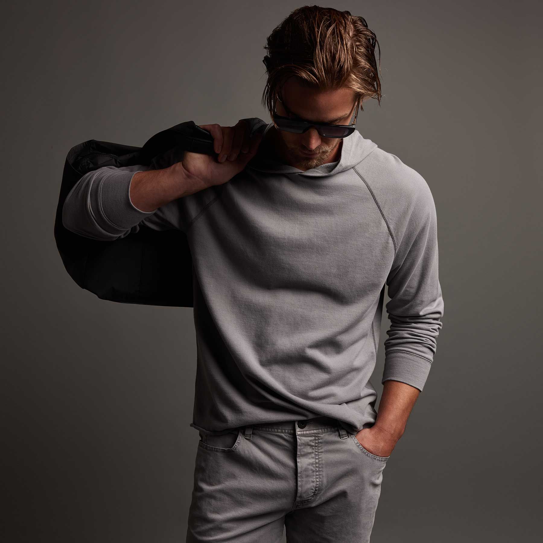 Crisp Cotton Terry Hoodie - Silver Grey sold by James Perse