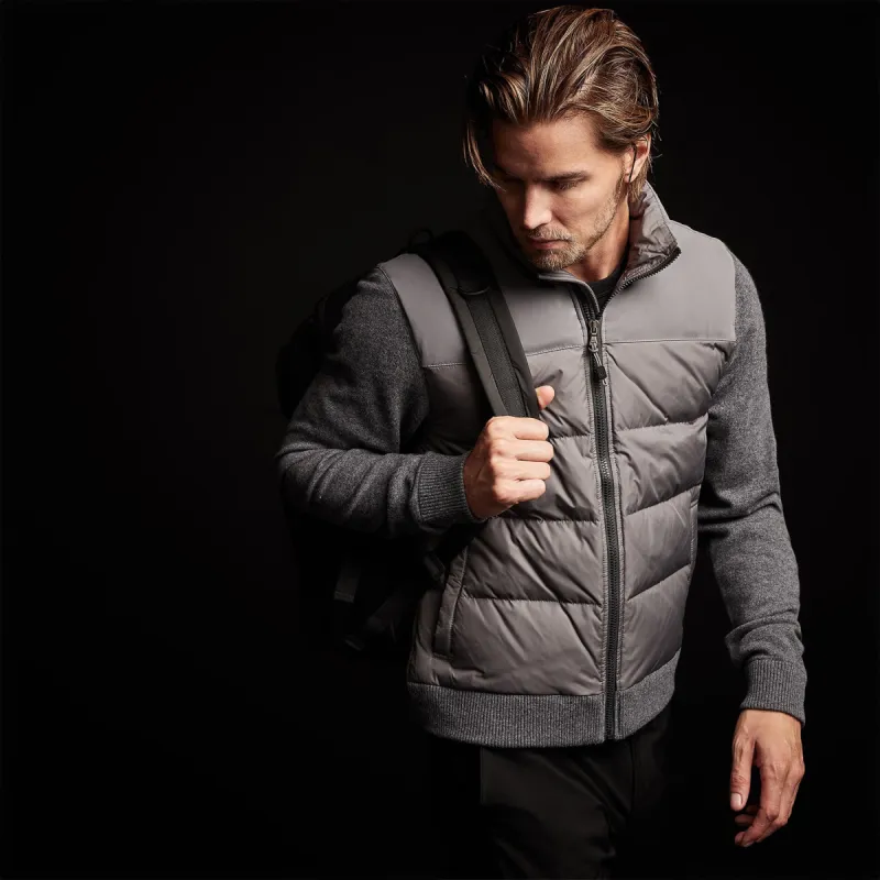 Luxury Down Zip Front Sweater - Flannel sold by James Perse