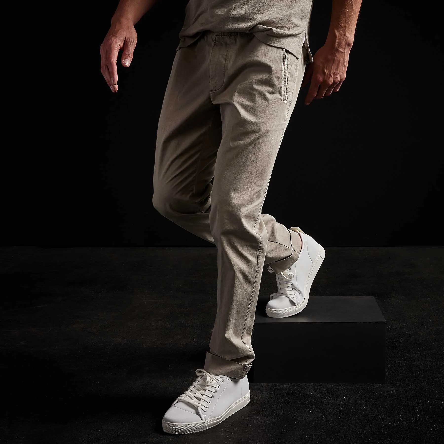 Cotton Linen Cuffed Trouser - Silt Pigment sold by James Perse