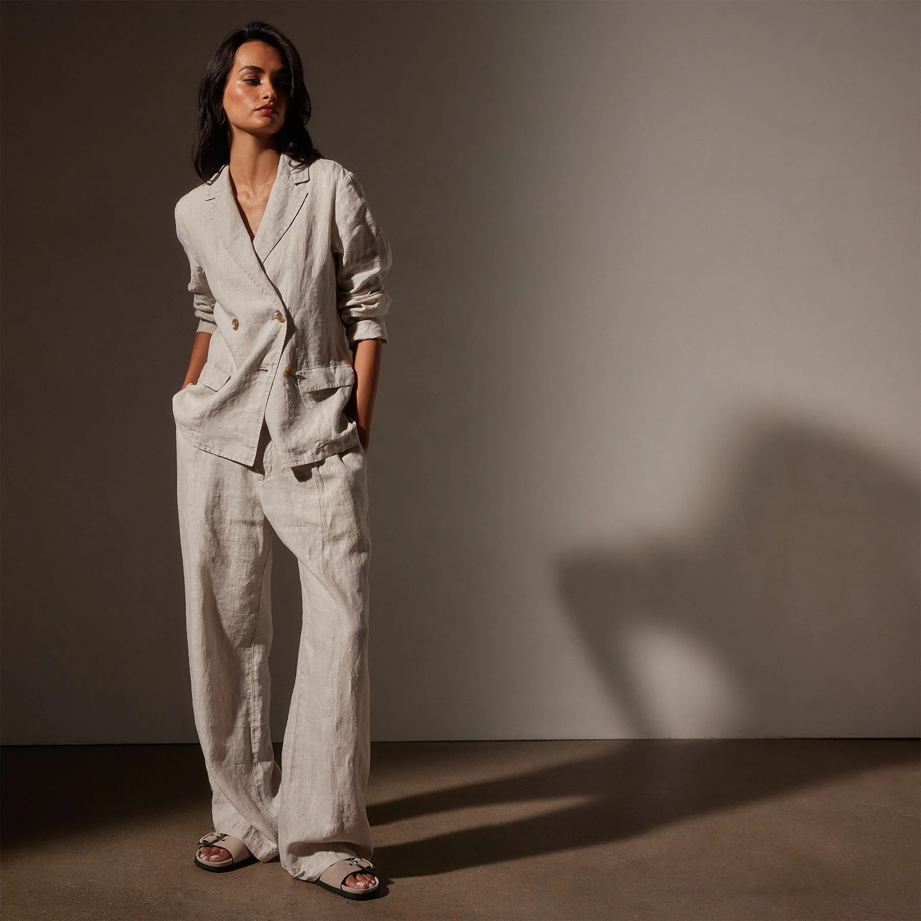 Double Breasted Linen Blazer - Salt Pigment sold by James Perse