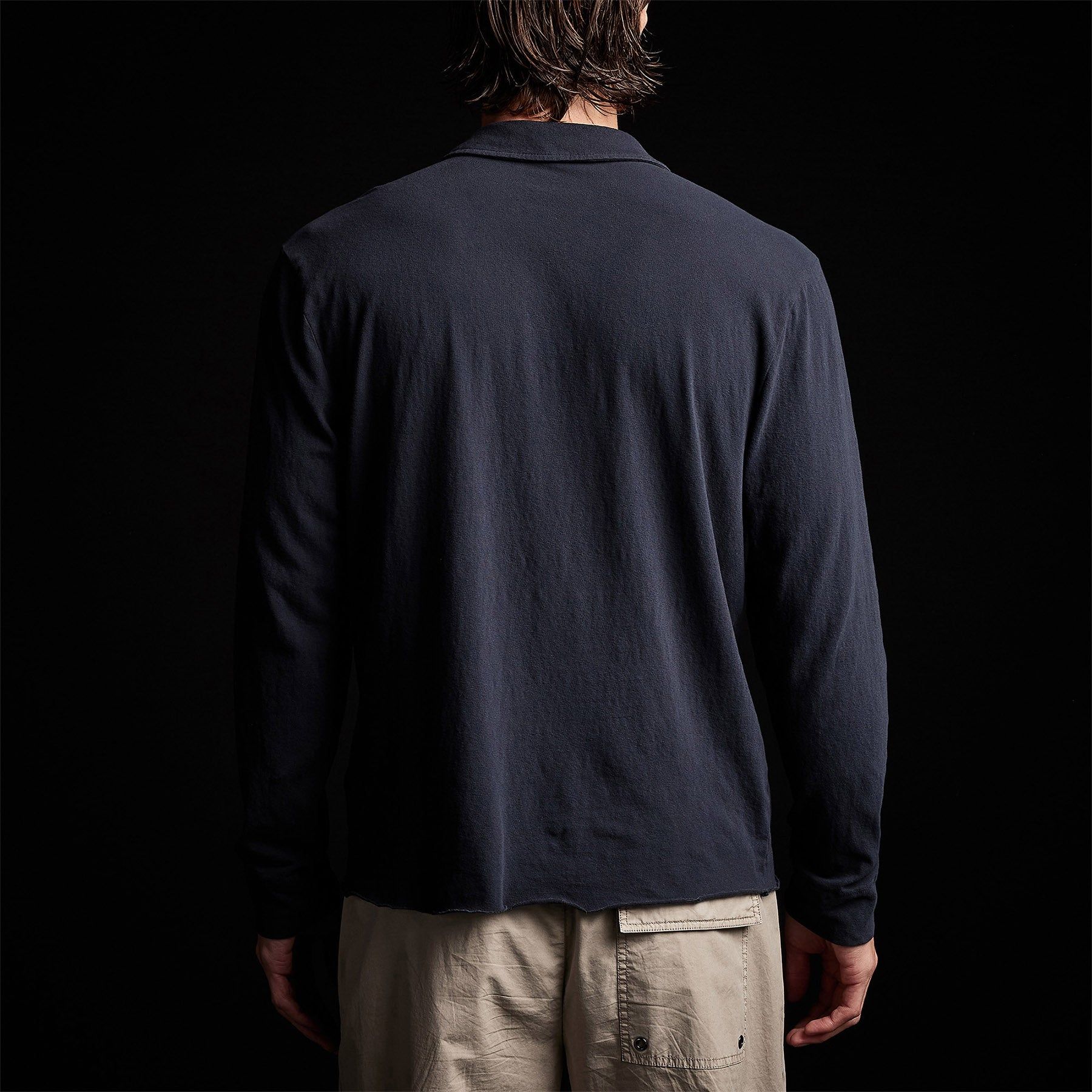 Brushed Jersey Long Sleeve Polo - Blue Oil sold by James Perse product image thumbnail 4