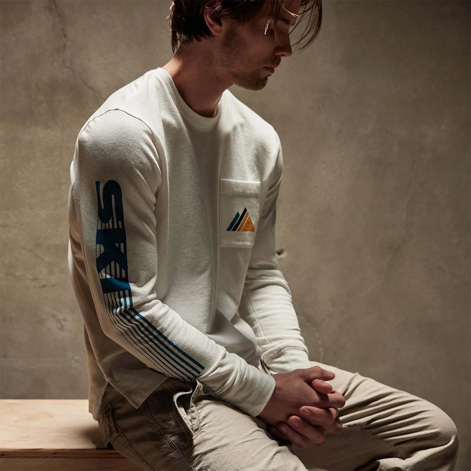 Long Sleeve Ski Patrol Graphic - White sold by James Perse