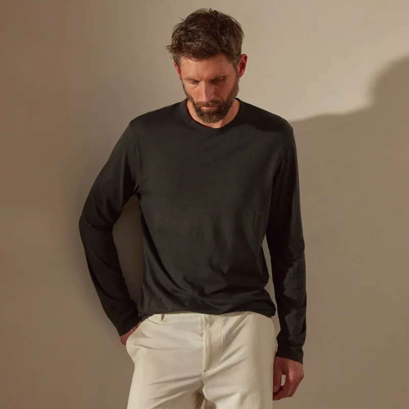 Luxe Lotus Jersey Crew - Carbon sold by James Perse