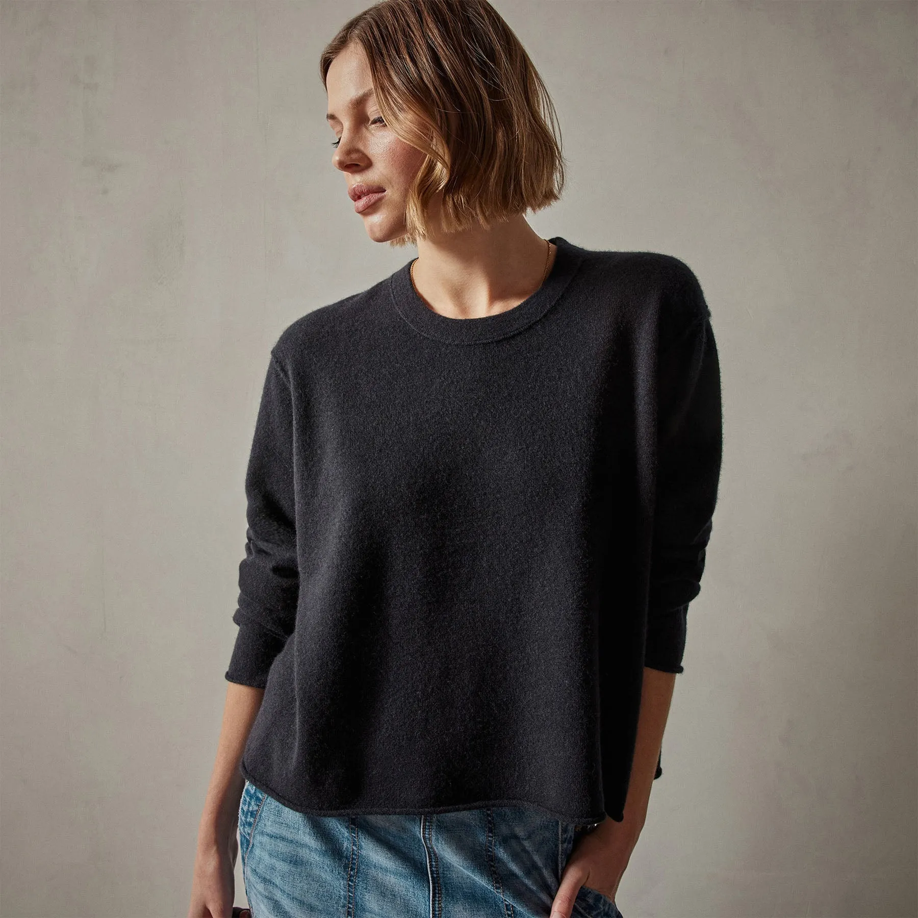 Cashmere Boxy Crew - Black sold by James Perse product image thumbnail 3