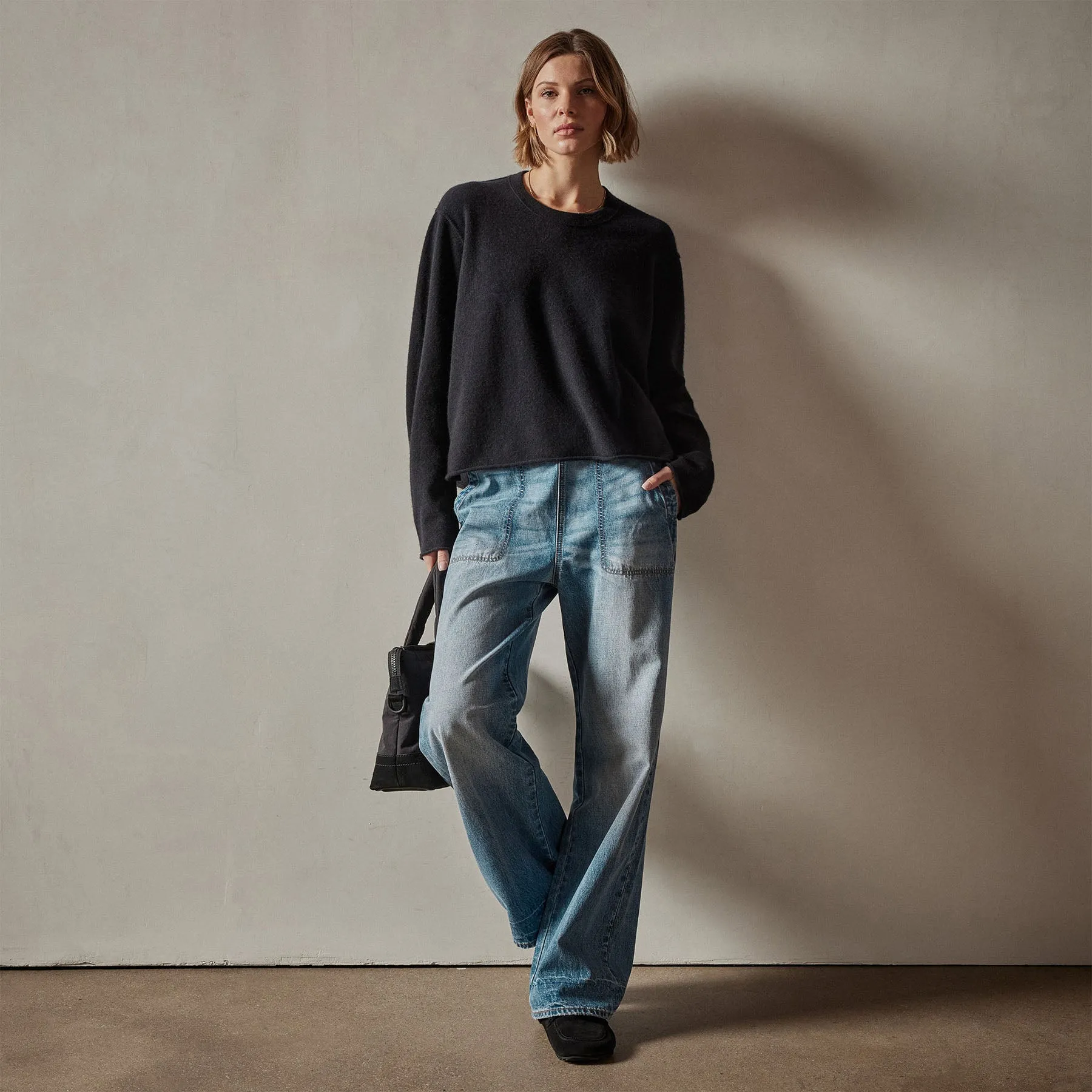 Cashmere Boxy Crew - Black sold by James Perse product image thumbnail 2