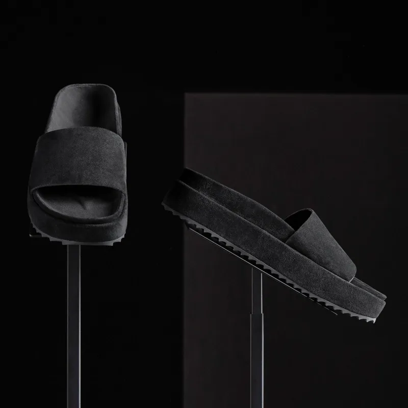 Women's Single Strap Platform Slide - Black sold by James Perse