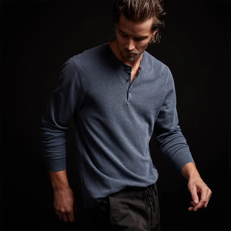 Long Sleeve Thermal Henley - Sea Captain Pigment sold by James Perse