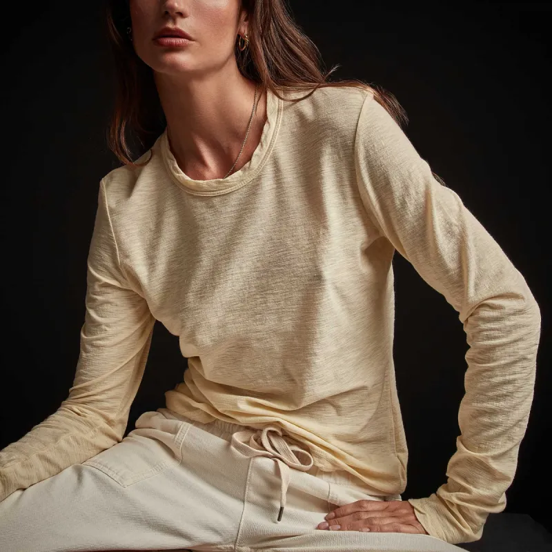 Sheer Slub Long Sleeve Crew - Gesso sold by James Perse