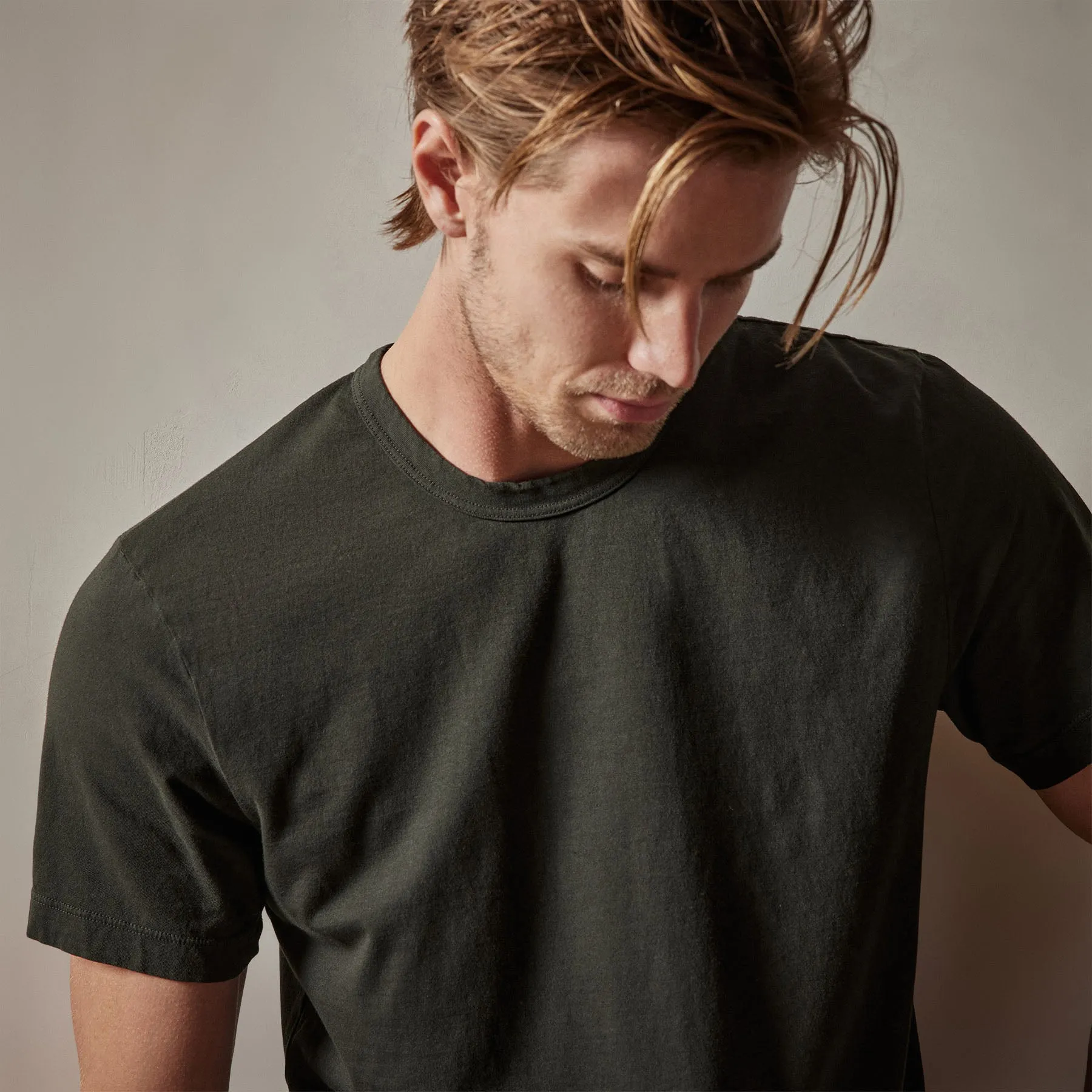 Short Sleeve Crew Neck - Dark Olive Pigment sold by James Perse product image thumbnail 5