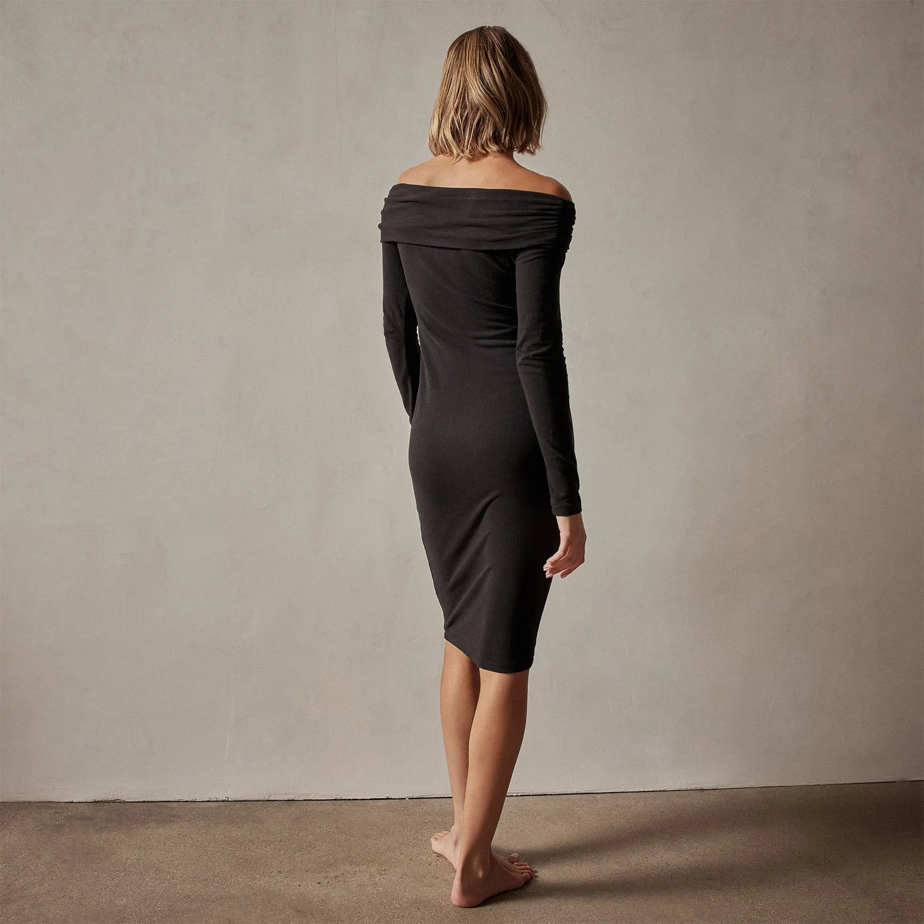 Brushed Jersey Off The Shoulder Dress - Black sold by James Perse product image thumbnail 5