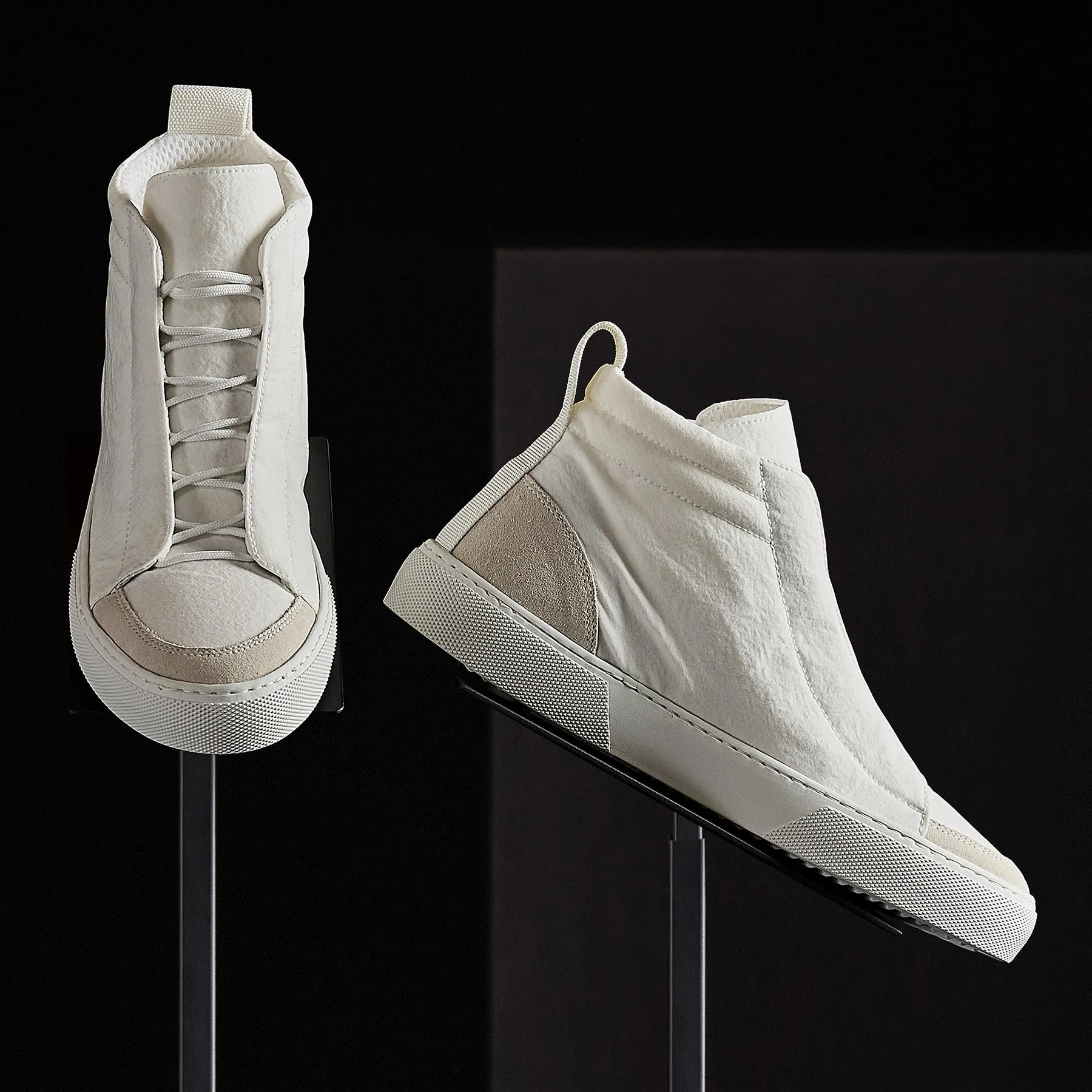Women's Solstice High Top Skate Sneaker - White/Taupe sold by James Perse