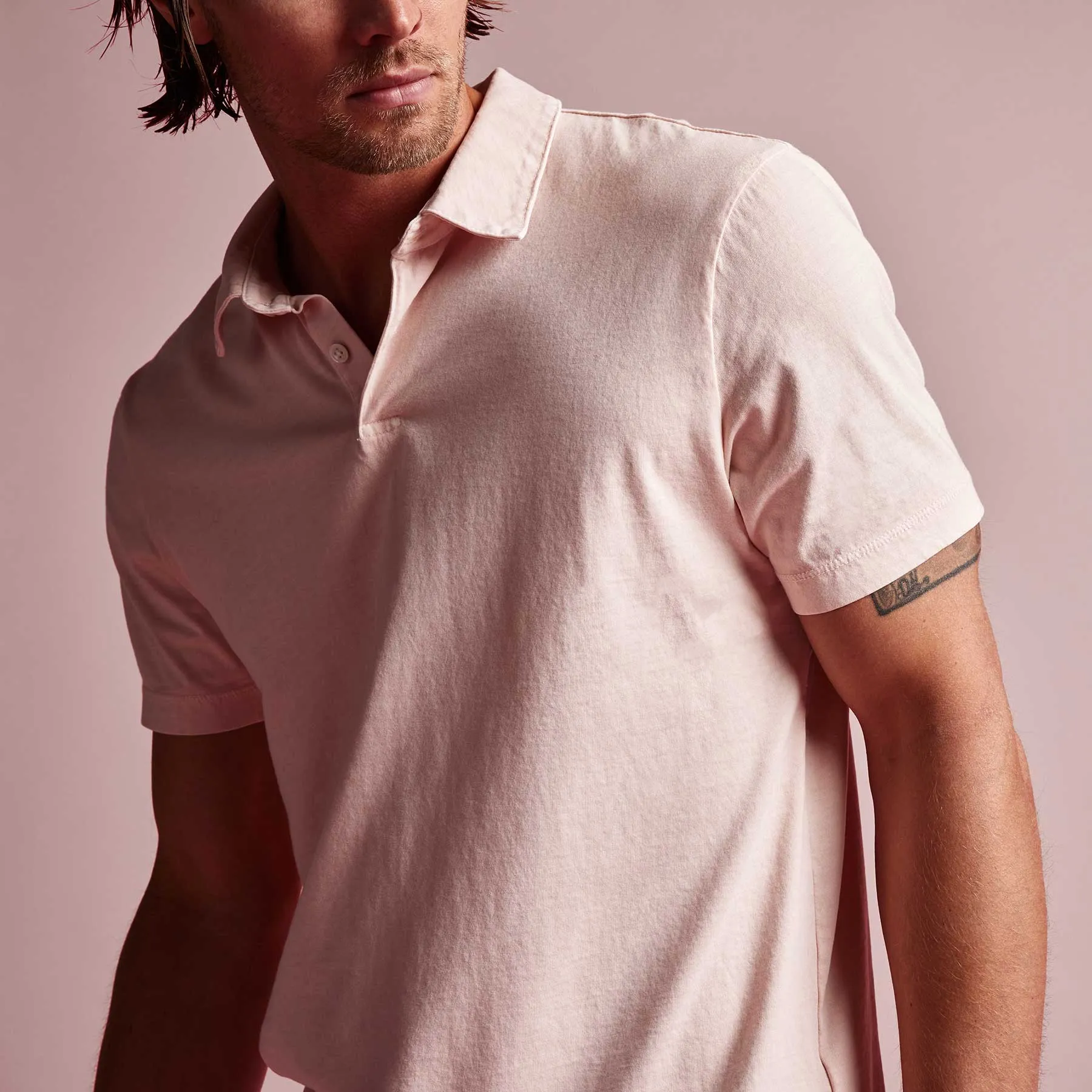 Sueded Jersey Polo - Nougat Pigment sold by James Perse