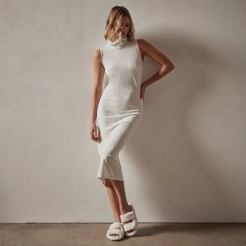 Stretch Velvet Sleeveless Dress - Canvas sold by James Perse