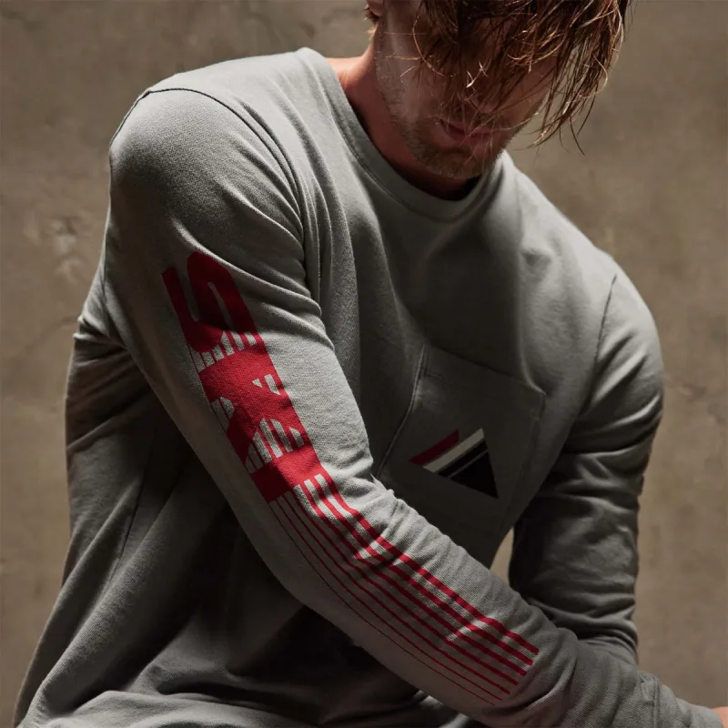 Long Sleeve Ski Patrol Graphic - Silver Grey sold by James Perse