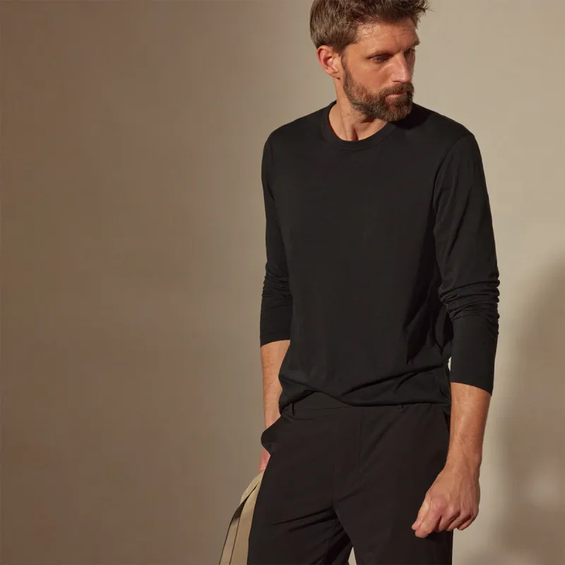 Luxe Lotus Jersey Crew - Black sold by James Perse