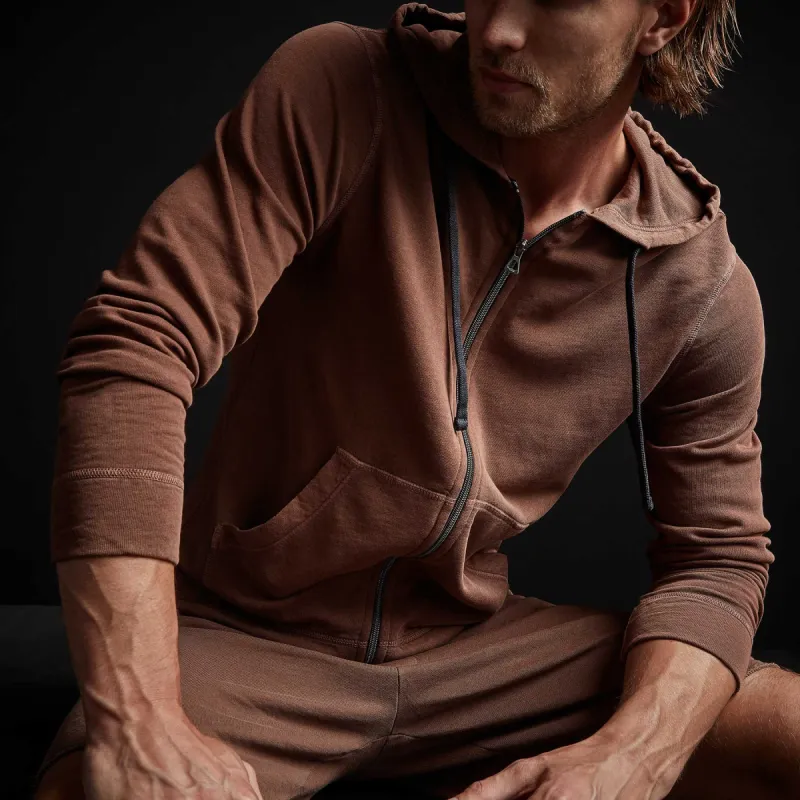 Vintage French Terry Zip Up Hoodie - Malt Pigment sold by James Perse