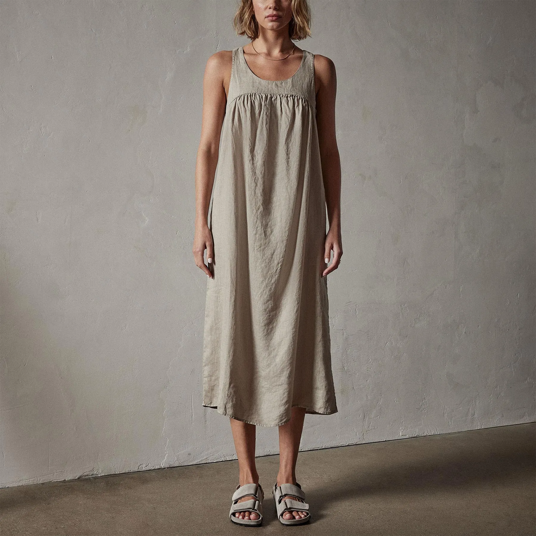Gathered Linen Dress - Mineral Pigment sold by James Perse product image thumbnail 3
