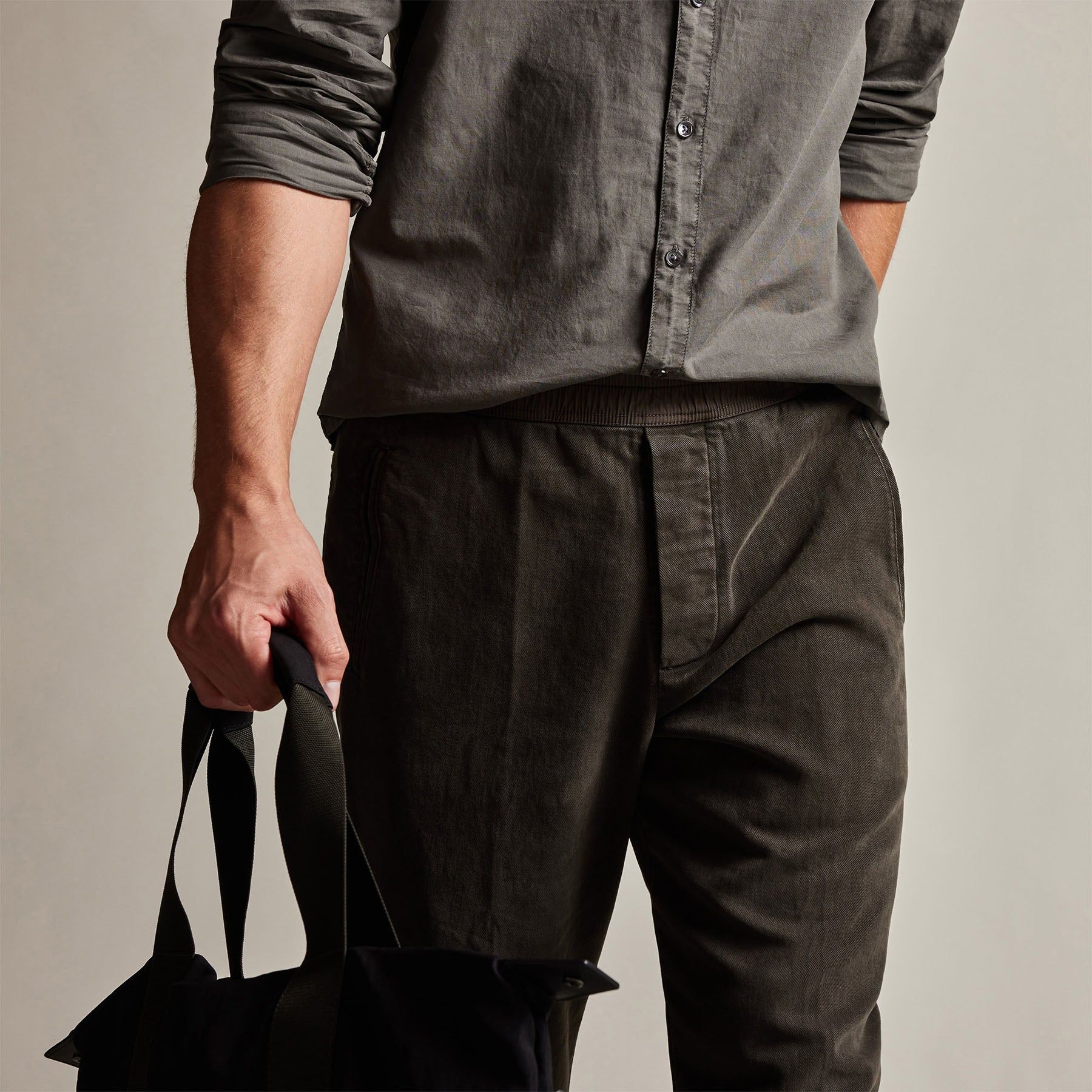 Brushed Cotton Twill Trouser - Dark Olive Pigment sold by James Perse product image thumbnail 3