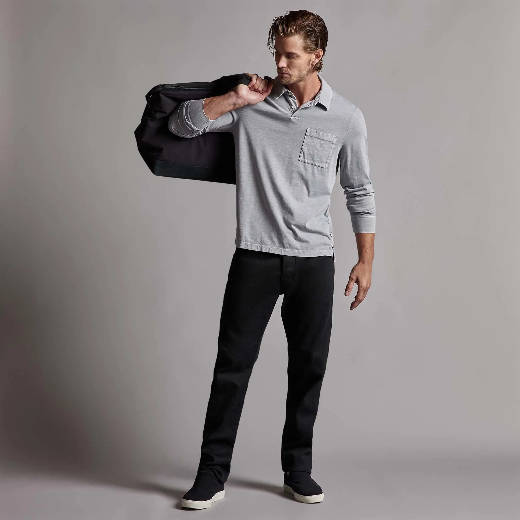 Sueded Jersey Rugby Polo - Breeze Pigment sold by James Perse product image thumbnail 2