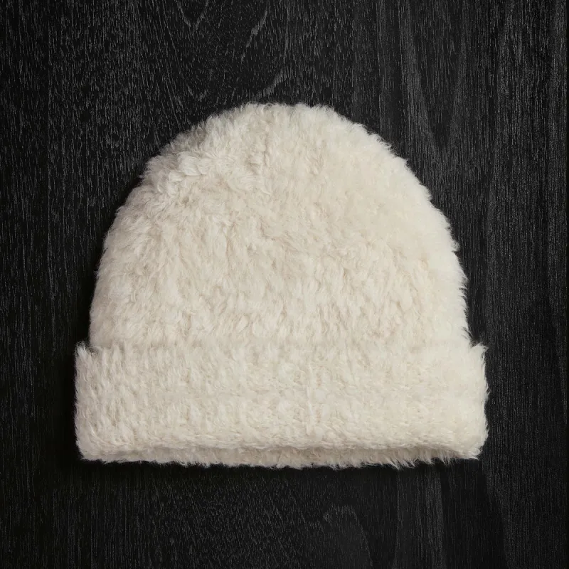 Wool Blend Sherpa Beanie - Natural sold by James Perse