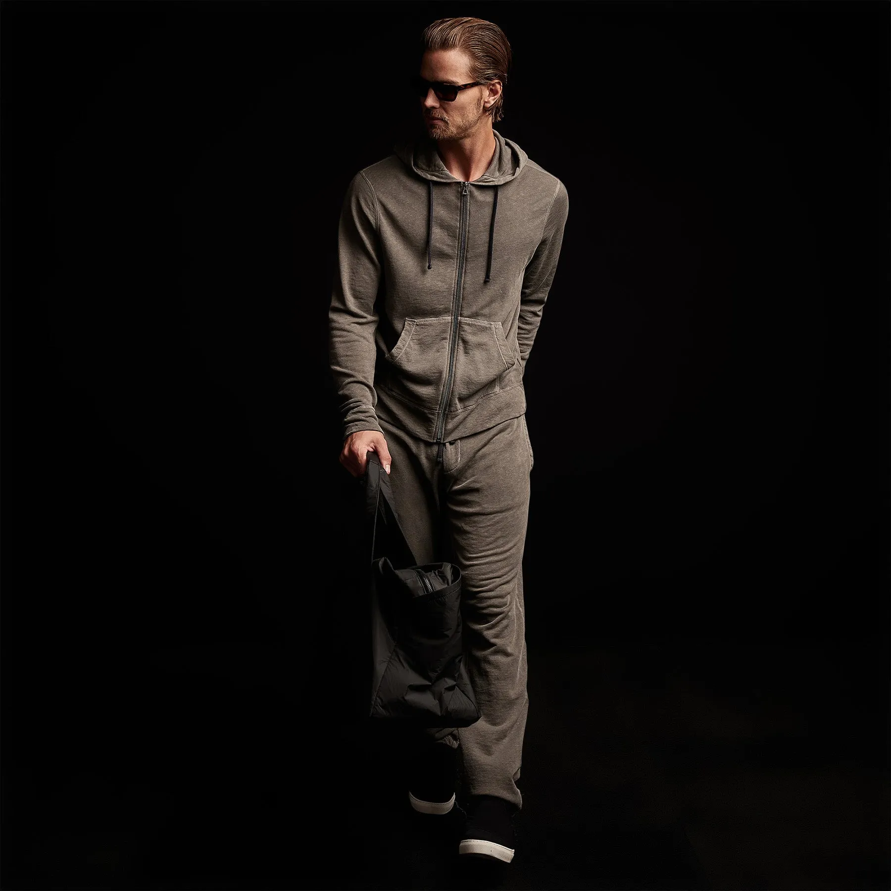 Vintage French Terry Zip Up Hoodie - Burro Pigment sold by James Perse