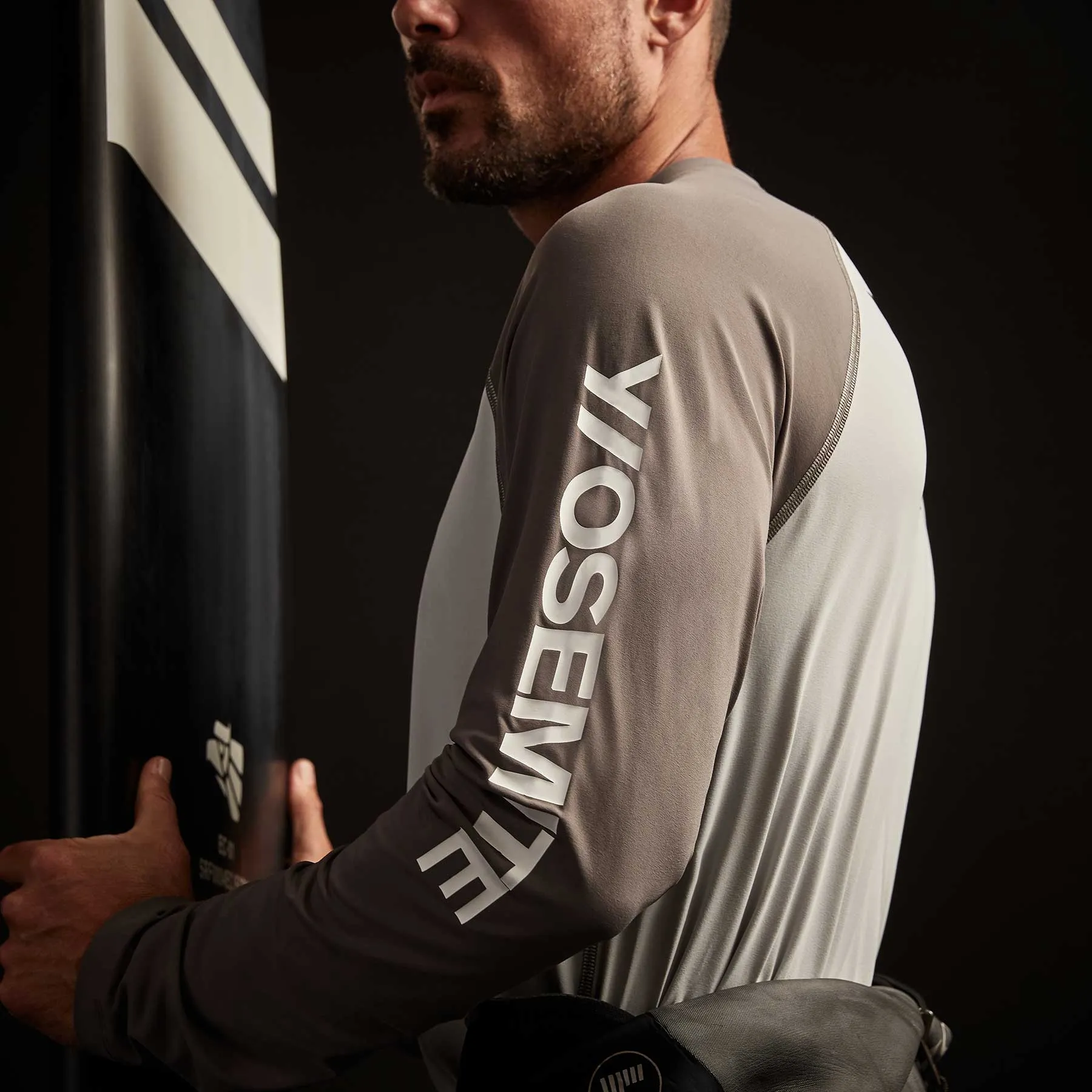 Graphic Performance Knit Raglan - Steel/Raccoon Grey sold by James Perse product image thumbnail 2