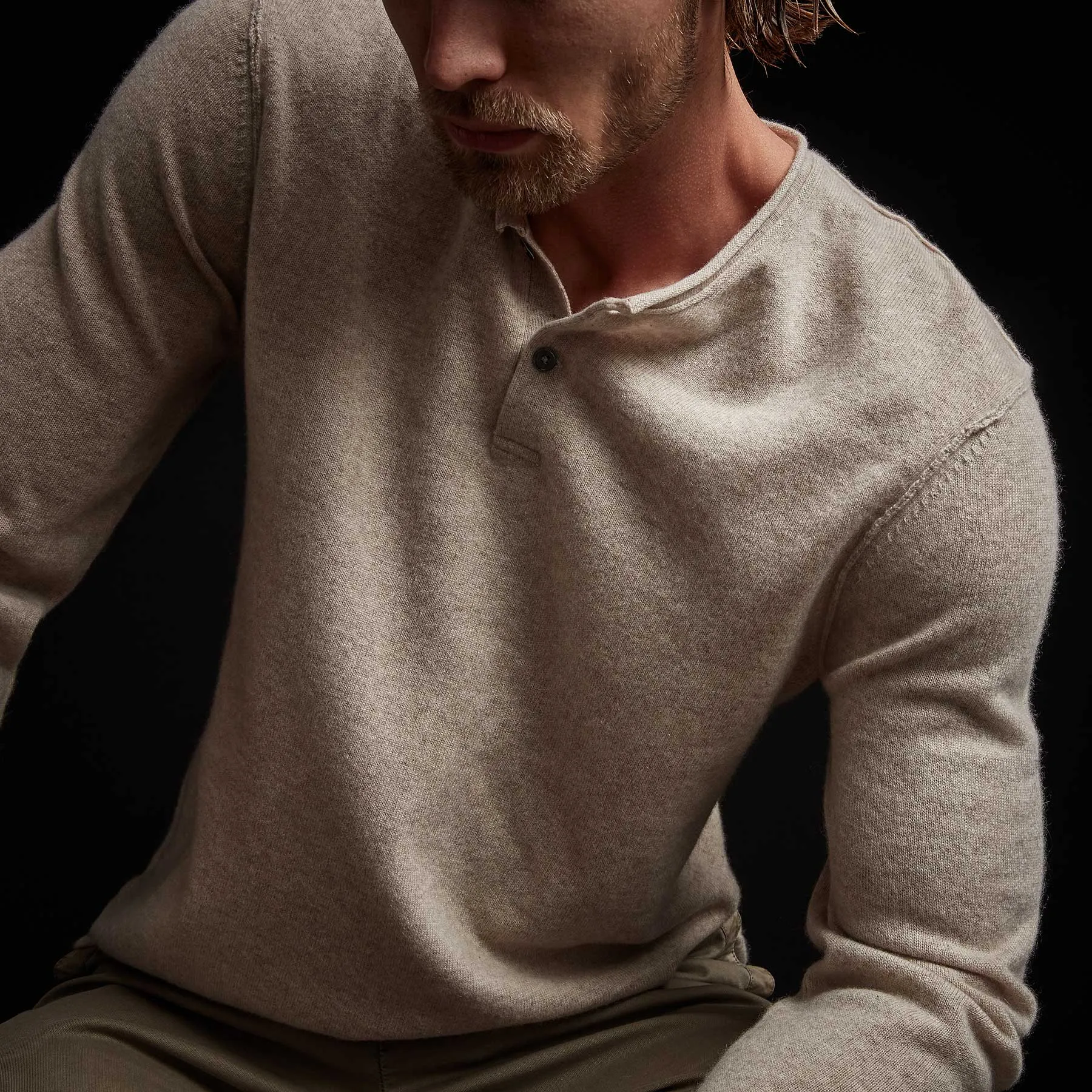 Recycled Cashmere Henley - Stone sold by James Perse product image thumbnail 3