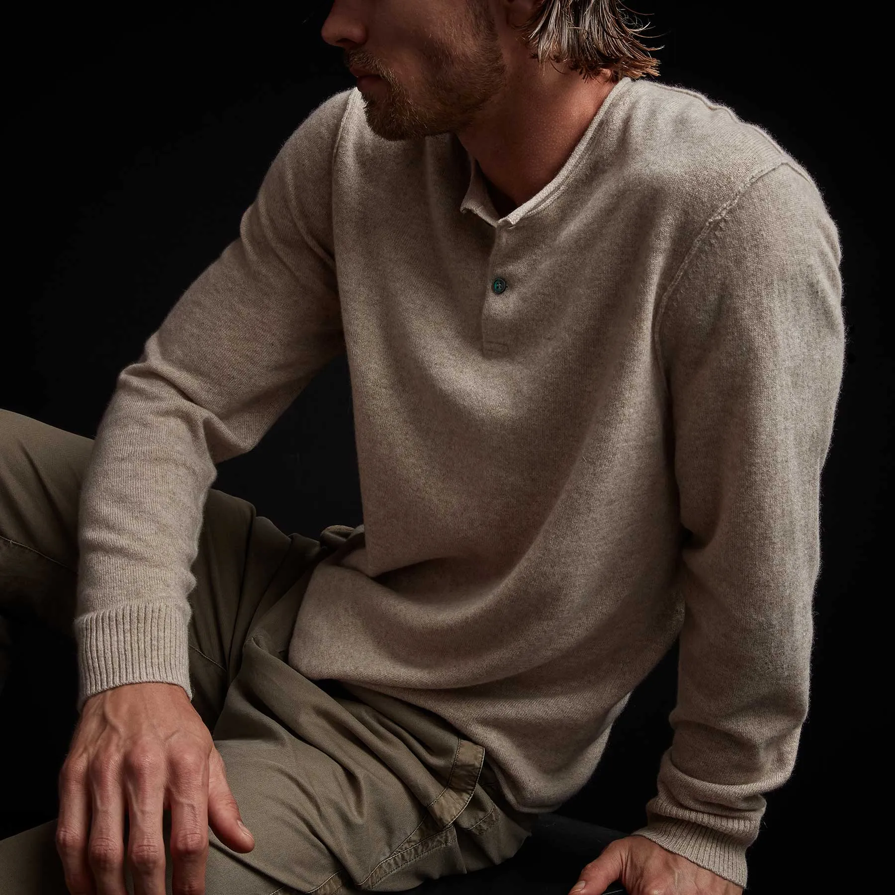 Recycled Cashmere Henley - Stone sold by James Perse