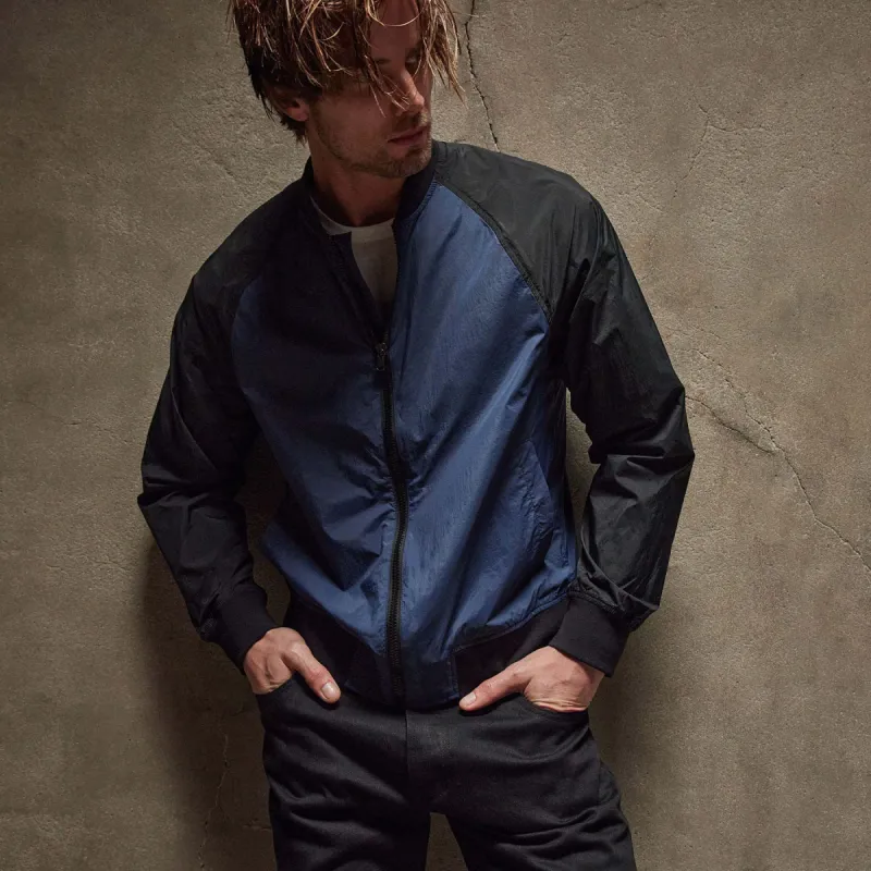 Two Tone Nylon Bomber Jacket - Imperial/Black sold by James Perse