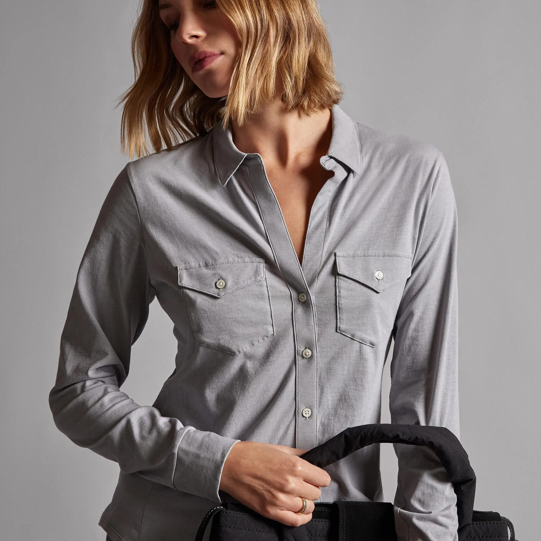 Clean Finish Jersey Shirt - Breeze sold by James Perse