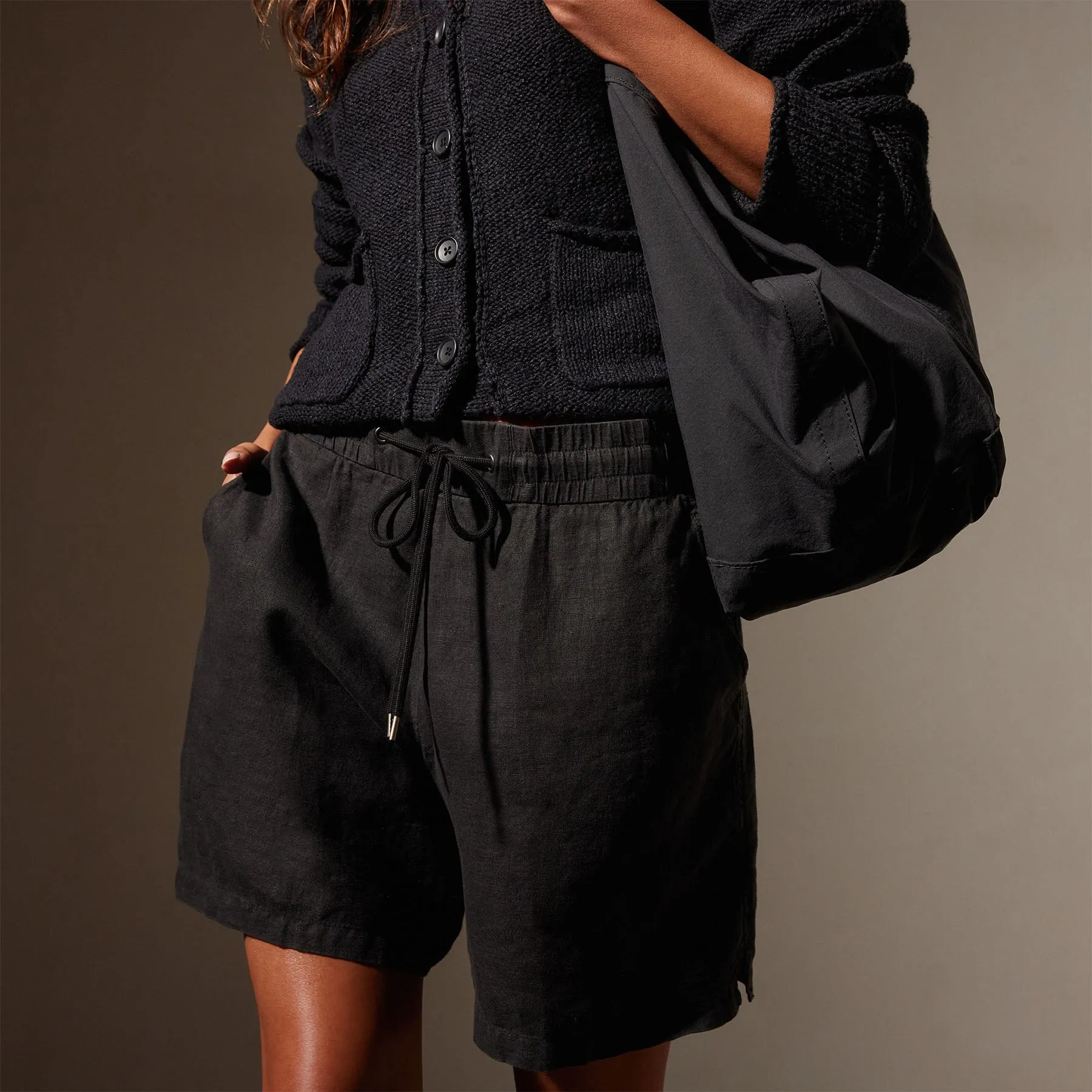 Relaxed Fit Linen Short - Black sold by James Perse product image thumbnail 2
