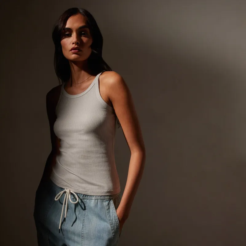 Ribbed High Neck Cami - Salt Pigment sold by James Perse