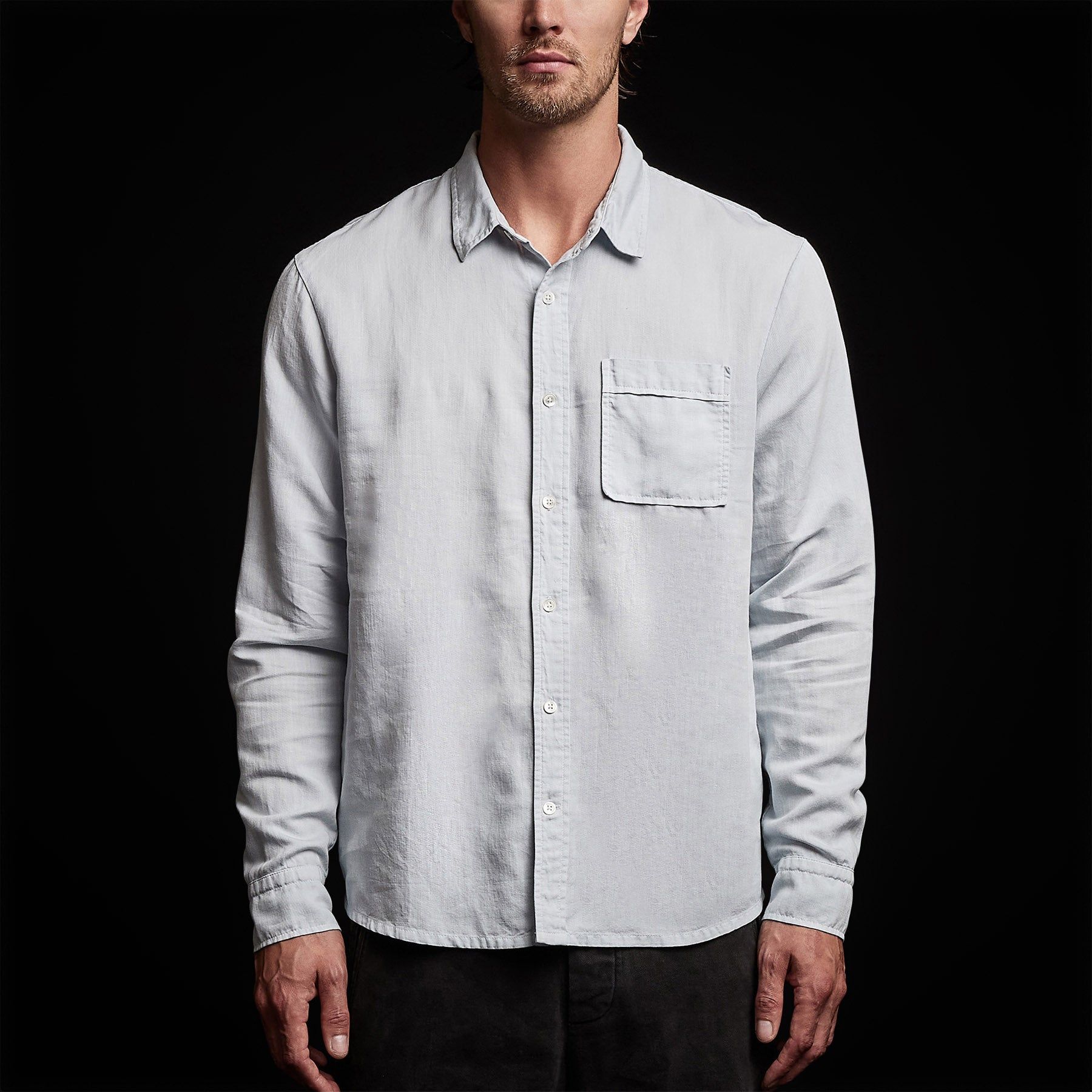 Sierra Cotton Linen Shirt - Baby Blue Pigment sold by James Perse product image thumbnail 4