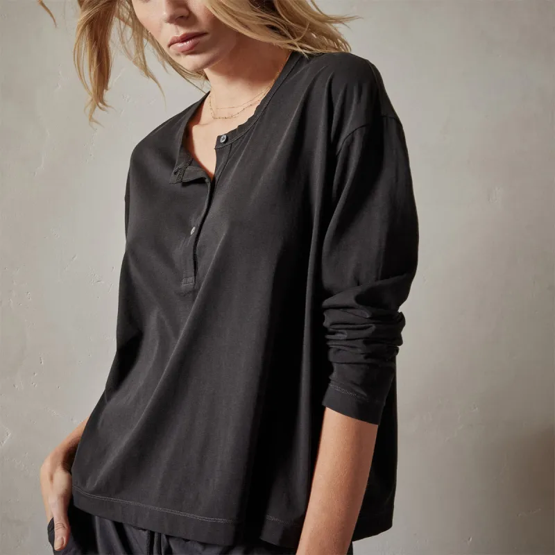 Clean Finish Jersey Henley - Black sold by James Perse