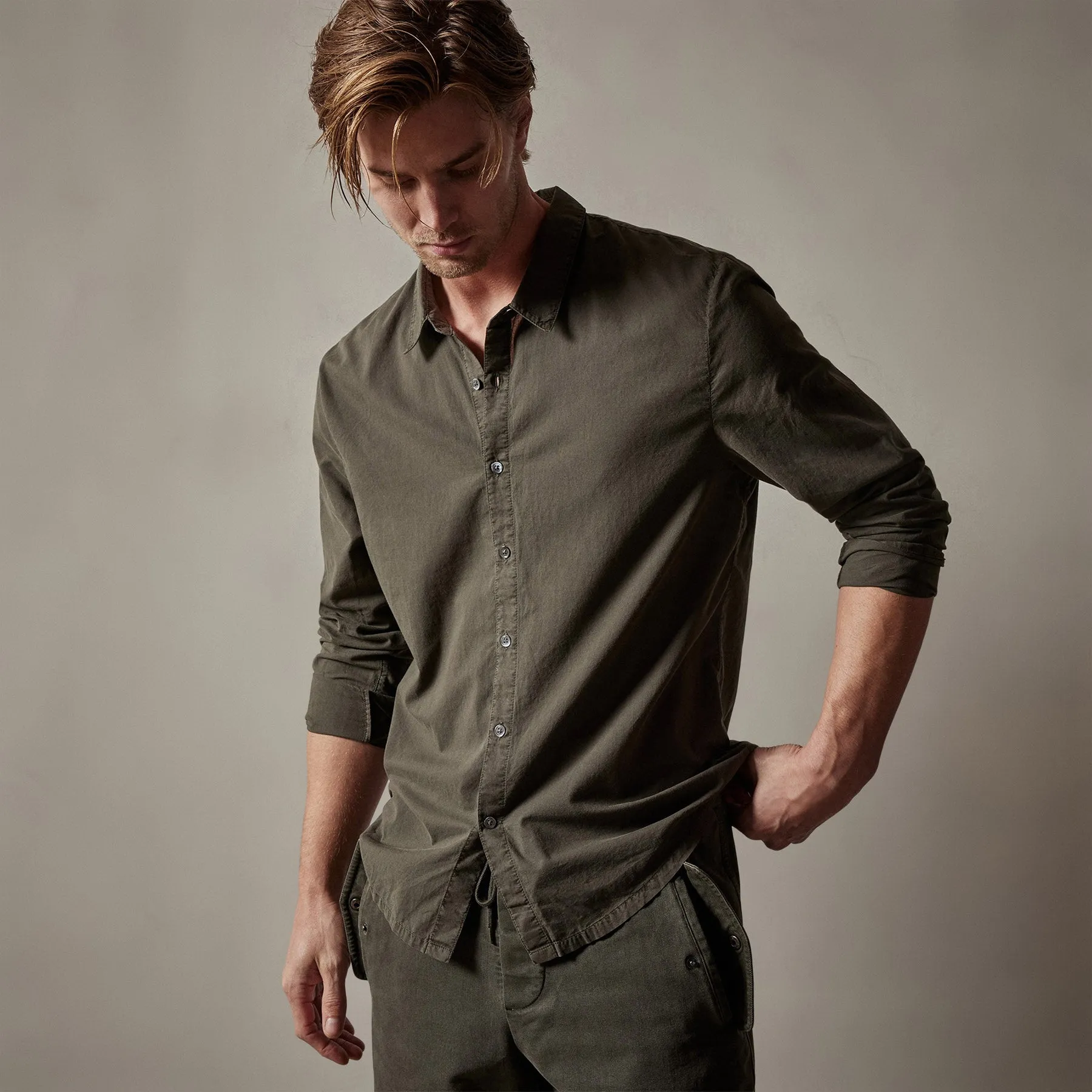 Standard Shirt - Dark Olive Pigment sold by James Perse product image thumbnail 2