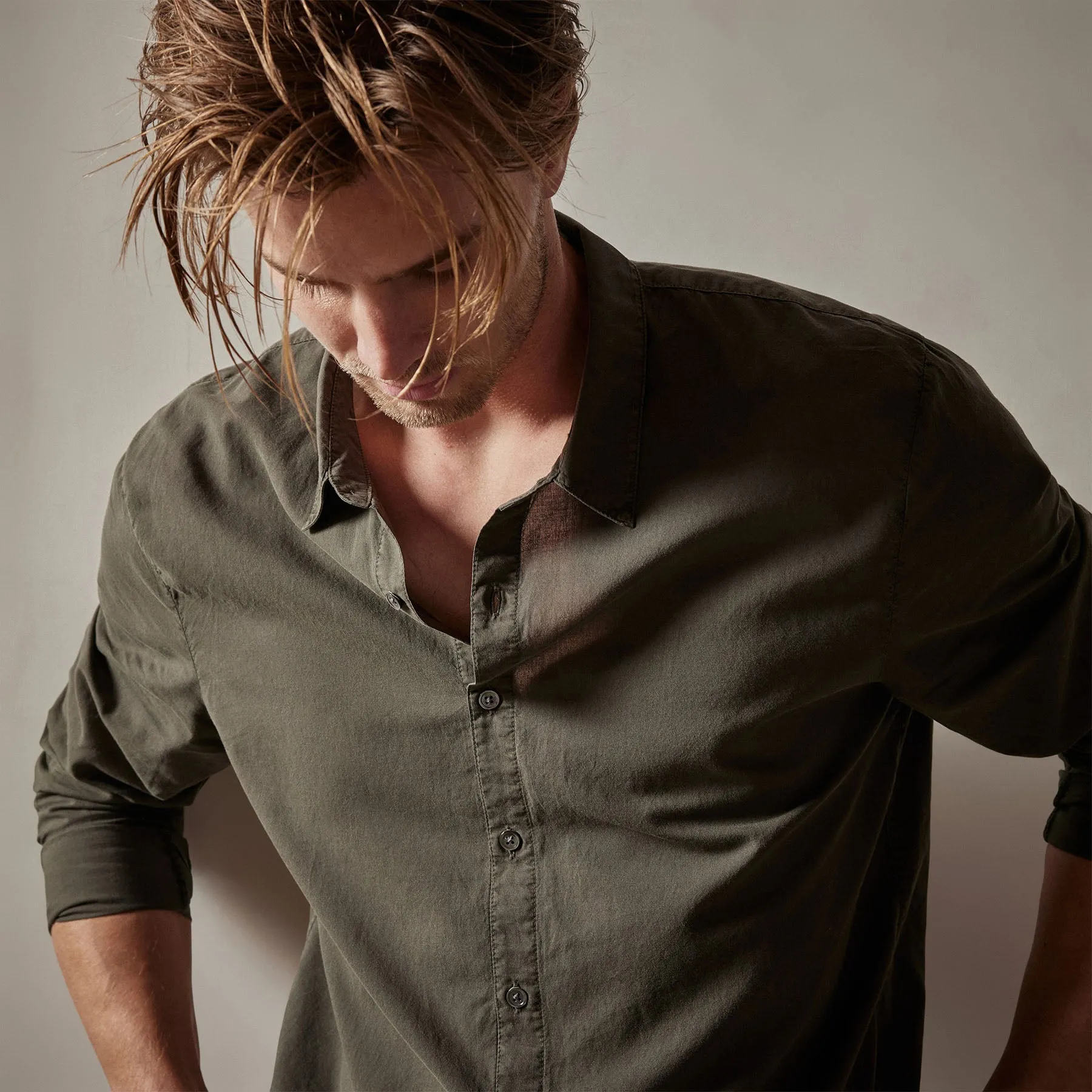 Standard Shirt - Dark Olive Pigment sold by James Perse product image thumbnail 5