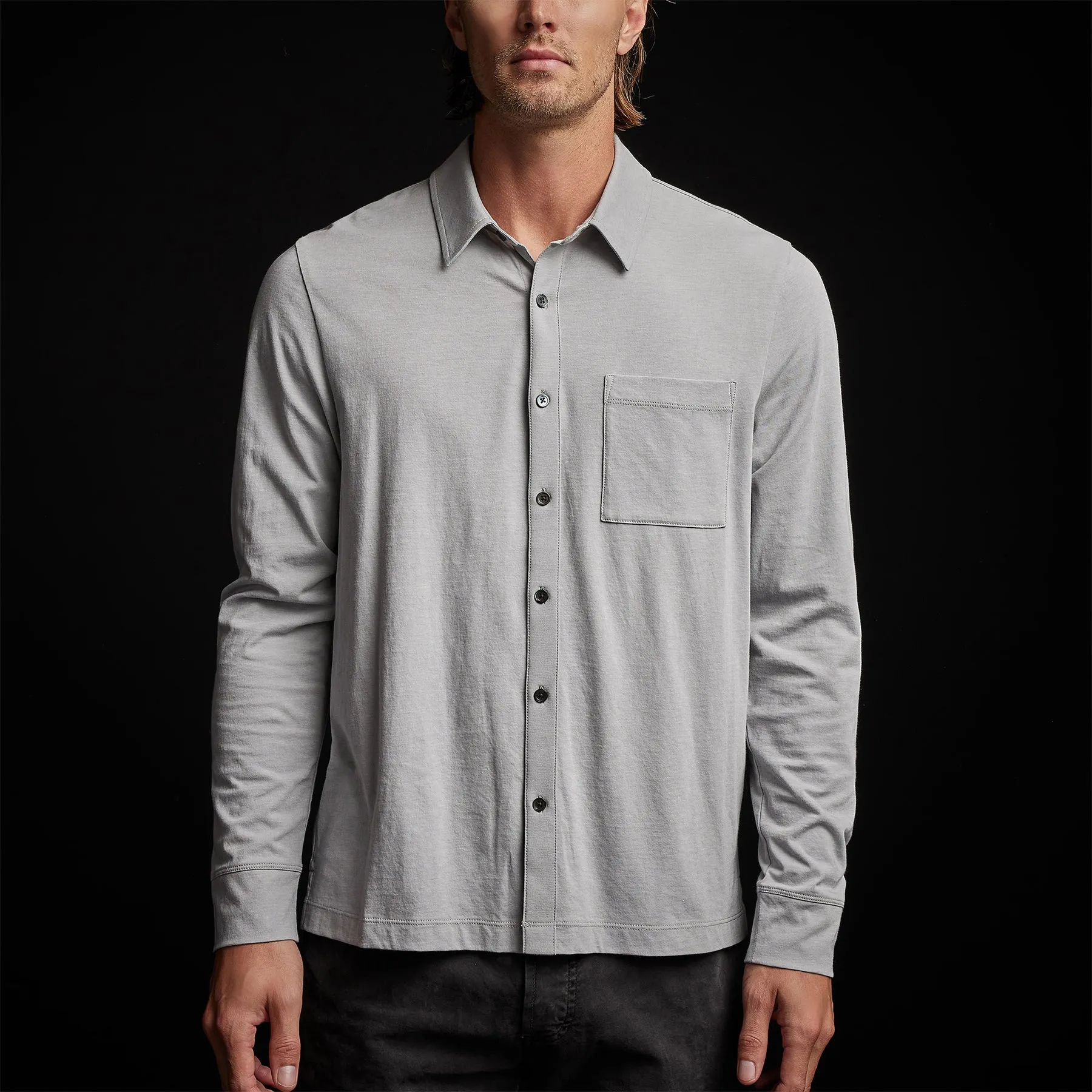 Clean Finish Jersey Shirt - Blue Fog sold by James Perse product image thumbnail 4