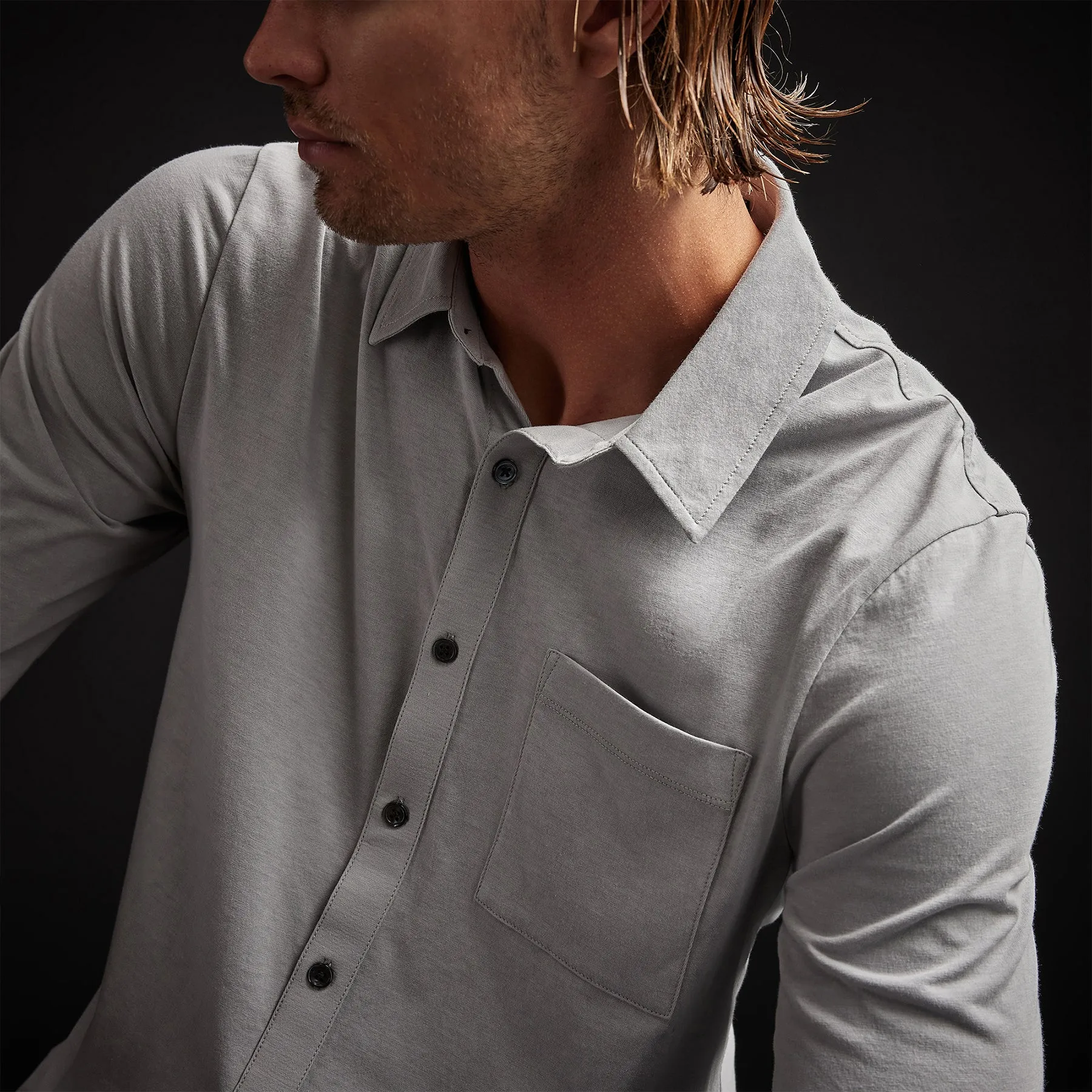 Clean Finish Jersey Shirt - Blue Fog sold by James Perse product image thumbnail 2