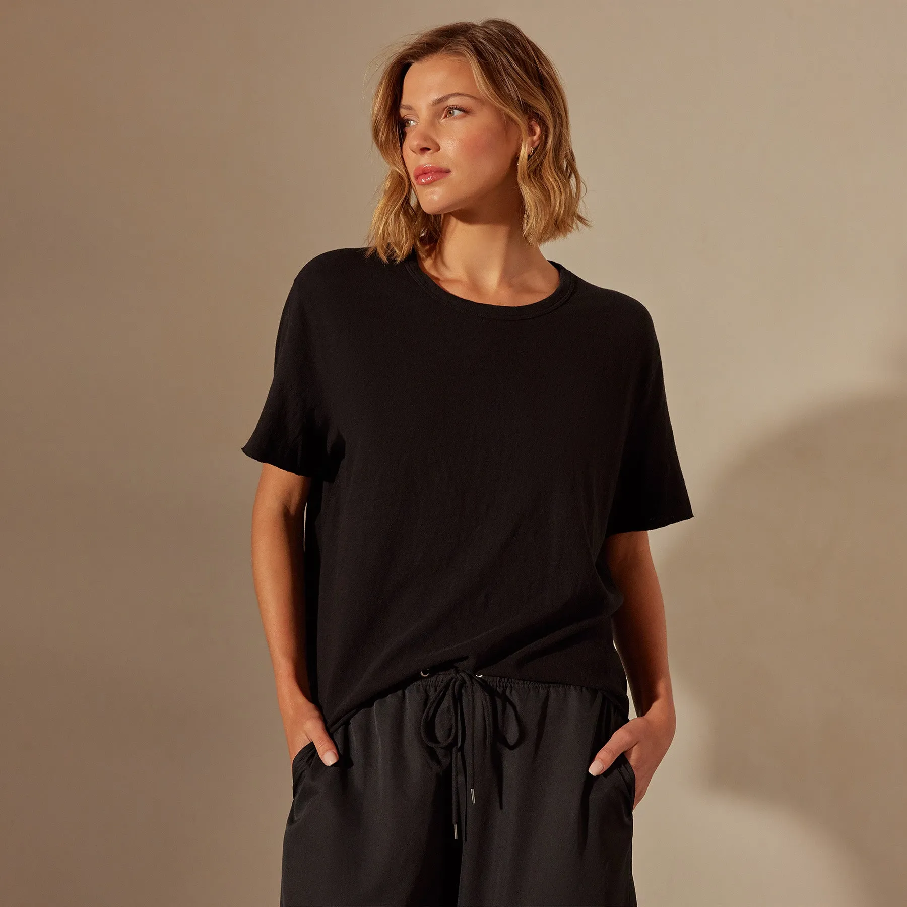 Slub Jersey Boxy Tee - Black sold by James Perse