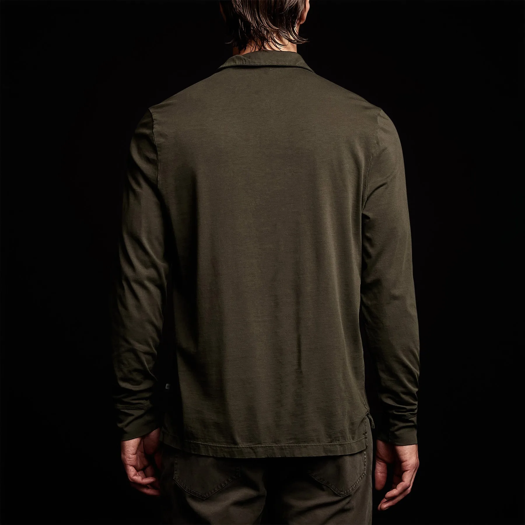 Sueded Jersey Rugby Polo - Dark Olive Pigment sold by James Perse product image thumbnail 4