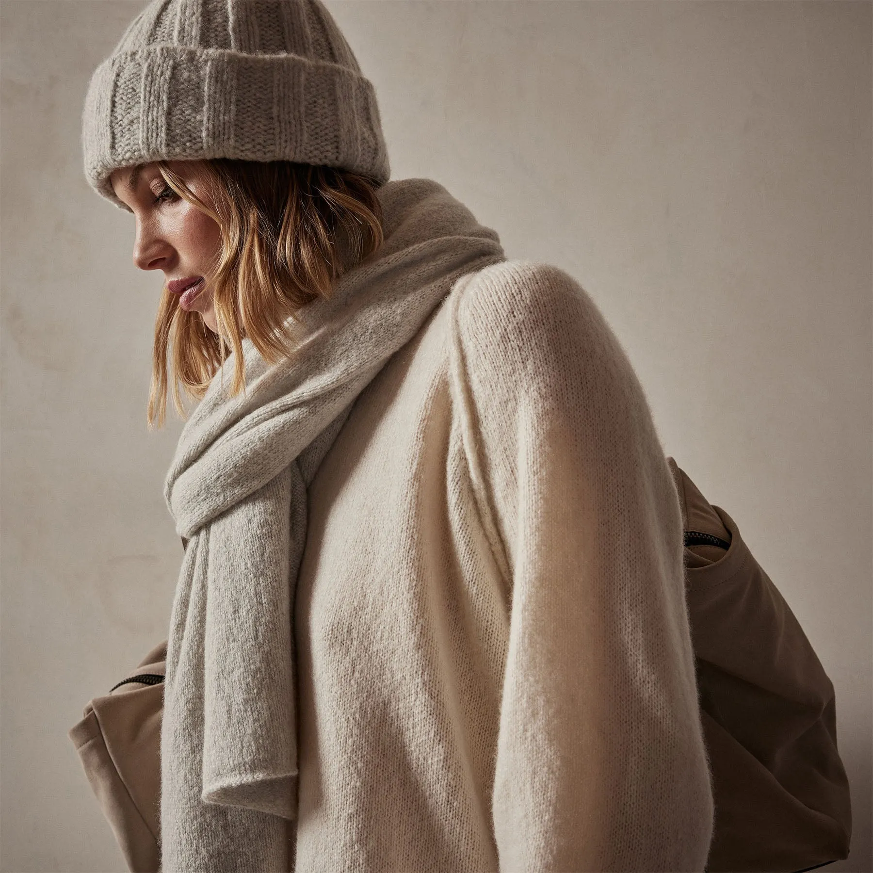 Lightweight Textured Cashmere Scarf - Mist sold by James Perse product image thumbnail 2