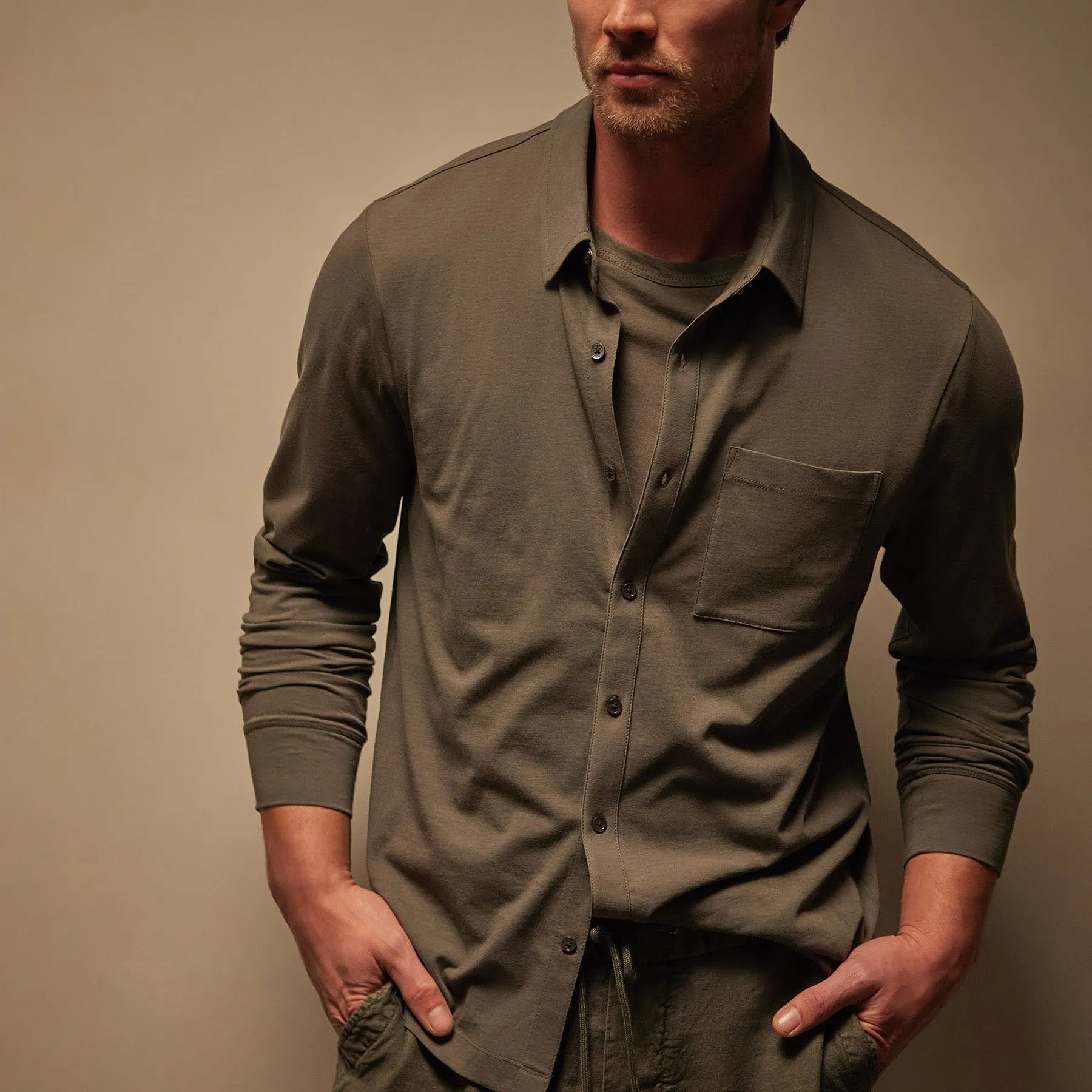 Clean Finish Jersey Shirt - Palm sold by James Perse