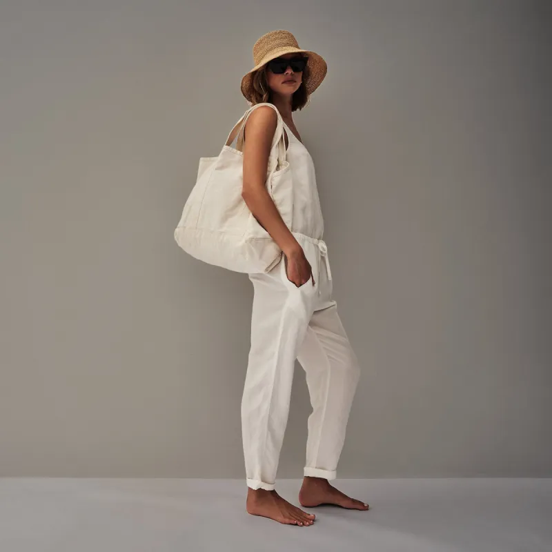Sleeveless Linen Blend Jumpsuit - Everest White Pigment made by James Perse