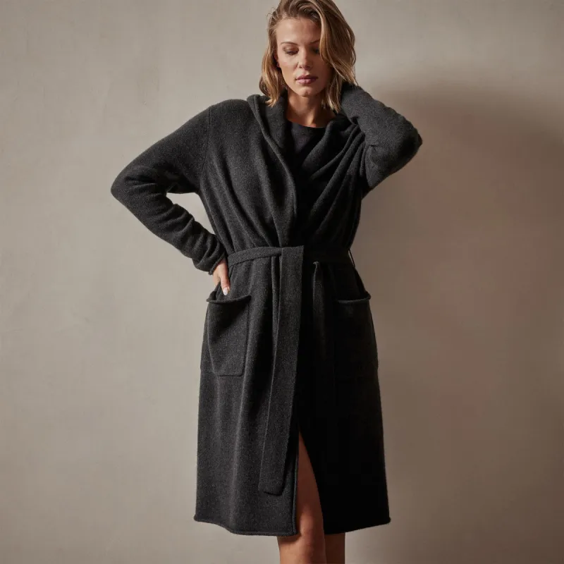 Recycled Cashmere Hooded Robe - Coal sold by James Perse