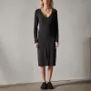 Split V Neck Jersey Shift Dress - Black sold by James Perse